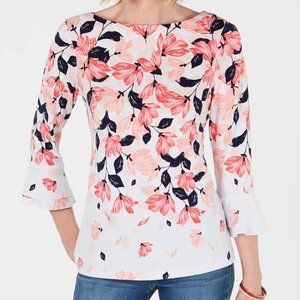 Charter Club Floral Print Ruffle Sleeve Blouse